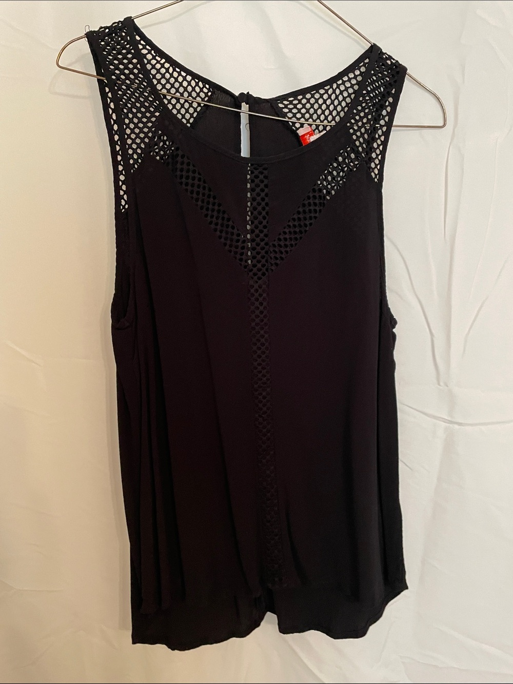 Pixley Black Sleeveless Mesh Inset Tank
